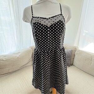 Xhilaration Black and White Polka Dot Mini Dress with adjustable straps